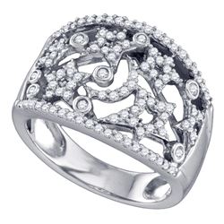 0.53 CTW Diamond Wide Star Pave-set Cocktail Ring 14K White Gold - REF-57Y2X