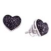 Image 1 : 0.40 CTW Black Color Diamond Heart Cluster Earrings 10KT White Gold - REF-18F2N