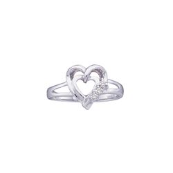 0.03 CTW Diamond Simple Heart Ring 10KT White Gold - REF-14X9Y