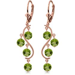 Genuine 4.95 ctw Peridot Earrings Jewelry 14KT Rose Gold - REF-53N8R