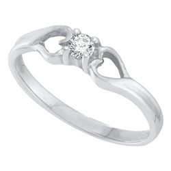 0.10 CTW Diamond Solitaire Heart Promise Bridal Ring 10KT White Gold - REF-13W4K