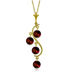 Genuine 2.25 ctw Garnet Necklace Jewelry 14KT Yellow Gold - REF-30F2Z