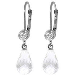 Genuine 4.53 ctw White Topaz & Diamond Earrings Jewelry 14KT White Gold - REF-29Y3F