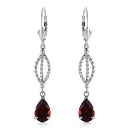 Genuine 3 ctw Garnet Earrings Jewelry 14KT White Gold - REF-45H5X