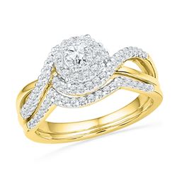 0.63 CTW Diamond Bridal Wedding Engagement Ring 10KT Yellow Gold - REF-71N9F