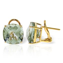 Genuine 7.2 ctw Green Amethyst Earrings Jewelry 14KT Yellow Gold - REF-46M5T