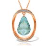Genuine 11.60 ctw Blue Topaz & Diamond Necklace Jewelry 14KT Rose Gold - REF-112A2K