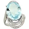 Natural 11.2 ctw aquamarine & Diamond Engagement Ring 14K White Gold - REF-182A5V