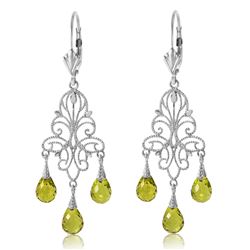 Genuine 3.75 ctw Peridot Earrings Jewelry 14KT White Gold - REF-46K7V