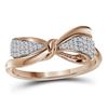 Image 1 : 0.12 CTW Diamond Ribbon Bow Knot Ring 10KT Rose Gold - REF-18H7M