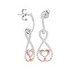 Image 1 : 0.25 CTW Diamond Dangle Infinity Heart Earrings 10KT Two-tone Gold - REF-22K4W