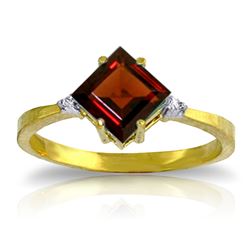 Genuine 1.77 ctw Garnet & Diamond Ring Jewelry 14KT Yellow Gold - REF-28Y8F