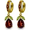 Image 1 : Genuine 14.3 ctw Peridot & Garnet Earrings Jewelry 14KT Yellow Gold - REF-93V6W