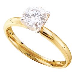 0.90 CTW Diamond Solitaire Bridal Engagement Ring 14KT Yellow Gold - REF-224F9N