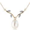 Genuine 4.02 ctw Pearl & Diamond Necklace Jewelry 14KT Yellow Gold - REF-26R7P
