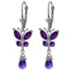 Genuine 2.74 ctw Amethyst Earrings Jewelry 14KT White Gold - REF-42Z6N