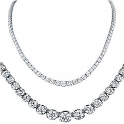 Natural 9.02CTW VS/I Diamond Tennis Necklace 18K White Gold - REF-782F8N