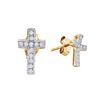 Image 1 : 0.10 CTW Diamond Cross Earrings 10KT Yellow Gold - REF-8N9F