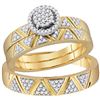 Image 1 : 0.33 CTW Diamond Cluster His & Hers Matching Trio Ring 10KT Yellow Gold - REF-48X7Y