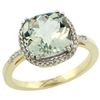 Image 1 : Natural 4.11 ctw Green-amethyst & Diamond Engagement Ring 14K Yellow Gold - REF-44Y2X