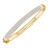 Image 1 : 1.99 CTW Princess Invisible-set Diamond Bangle Bracelet 14KT Yellow Gold - REF-267W2K