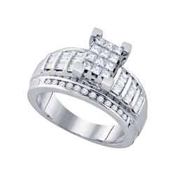 0.85 CTW Princess Diamond Cindy's Dream Cluster Bridal Ring 10KT White Gold - REF-52K4W