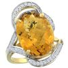 Image 1 : Natural 11.23 ctw quartz & Diamond Engagement Ring 14K Yellow Gold - REF-98R7Z