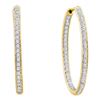 Image 1 : 0.50 CTW Diamond In/Out Endless Hoop Earrings 14KT Yellow Gold - REF-67H4M