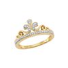 Image 1 : 0.10 CTW Diamond Crown Tiara Ring 10KT Yellow Gold - REF-18X2Y