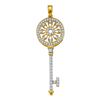 Image 1 : 0.50 CTW Diamond Circle Handle Antique-style Key Pendant 10KT Yellow Gold - REF-52Y4X