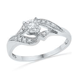 0.16 CTW Diamond Solitaire Bridal Engagement Ring 10KT White Gold - REF-19M4H