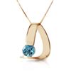 Genuine 1 ctw Blue Topaz Necklace Jewelry 14KT Yellow Gold - REF-50F5Z