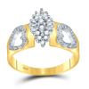 0.12 CTW Diamond Double Heart Cluster Ring 10KT Yellow Gold - REF-14Y9X