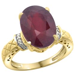 Natural 5.53 ctw Ruby & Diamond Engagement Ring 10K Yellow Gold - REF-52Z3Y