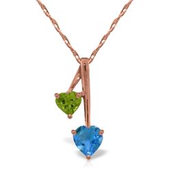 Genuine 1.40 ctw Blue Topaz & Peridot Necklace Jewelry 14KT Rose Gold - REF-23X8M