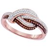 0.25 CTW Red Color Diamond Knot Fashion Ring 10KT Rose Gold - REF-28X4Y