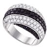 Image 1 : 2.05 CTW Black Color Diamond Cluster Ring 14KT White Gold - REF-112Y5X