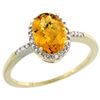 Image 1 : Natural 1.2 ctw Whisky-quartz & Diamond Engagement Ring 14K Yellow Gold - REF-22G8M