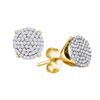 Image 1 : 0.13 CTW Diamond Cluster Earrings 10KT Yellow Gold - REF-12Y2X