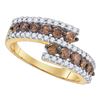 Image 1 : 1.02 CTW Cognac-brown Color Diamond Ring 10KT Yellow Gold - REF-37K5W