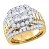 3.03 CTW Princess Diamond Cluster Halo Bridal Engagement Ring 14KT Yellow Gold - REF-322N3F