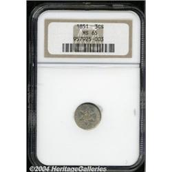 1851 3CS MS65 NGC. Typically struck in the