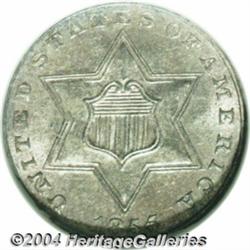 1855 3CS MS65 NGC. Type Two three cent silver