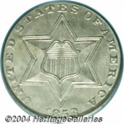 1858 3CS MS65 PCGS. Final year of the elusive