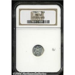 1861 3CS MS65 NGC. A brilliant and satiny Gem