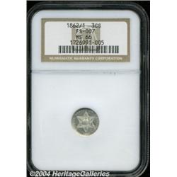 1862/1 3CS MS66 NGC. This popular overdate and