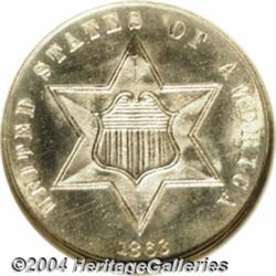 1863 3CS MS66 NGC. Fully brilliant with