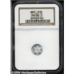 1869 3CS MS65 NGC. One of a mere 4,500