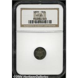1859 3CS PR65 NGC. Deeply toned in magenta