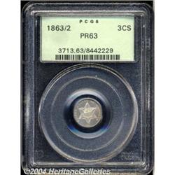1863/2 3CS PR63 PCGS. What appear tiny